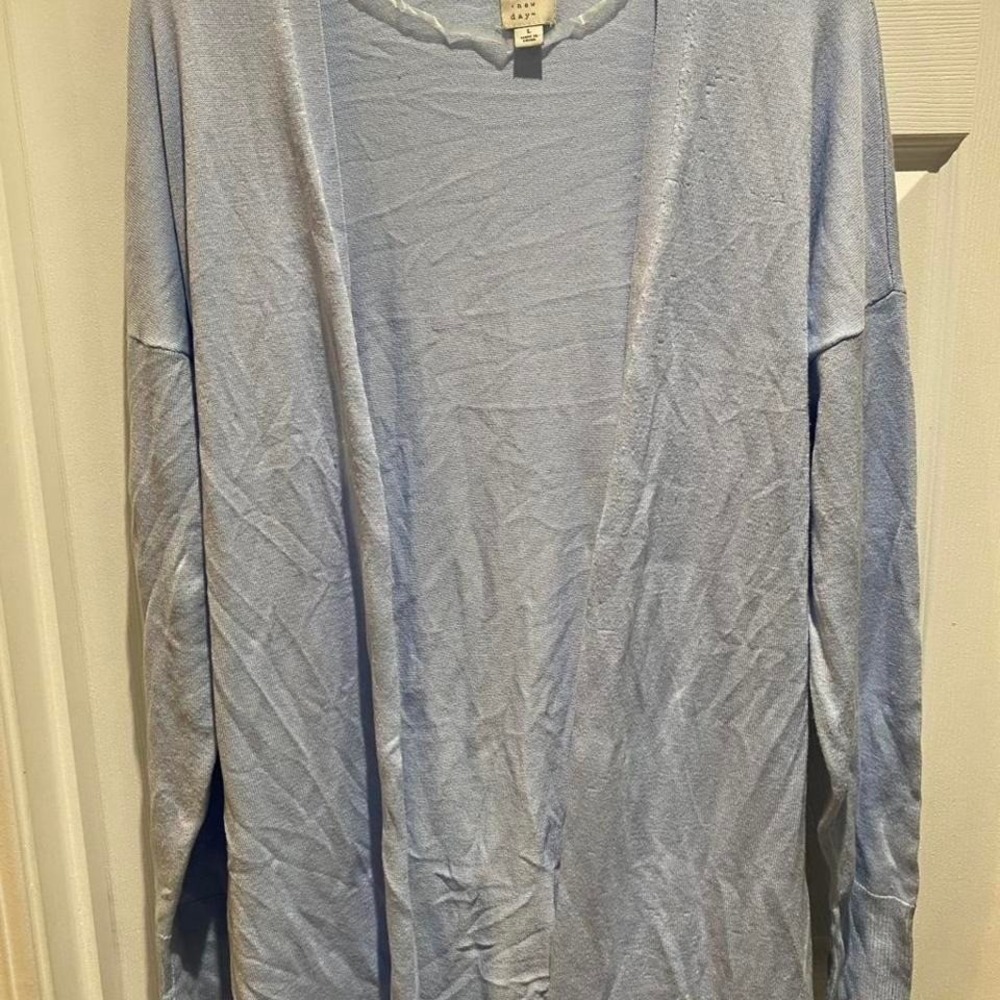 A New Day Light Blue Open Front Cardigan Sweater Size L